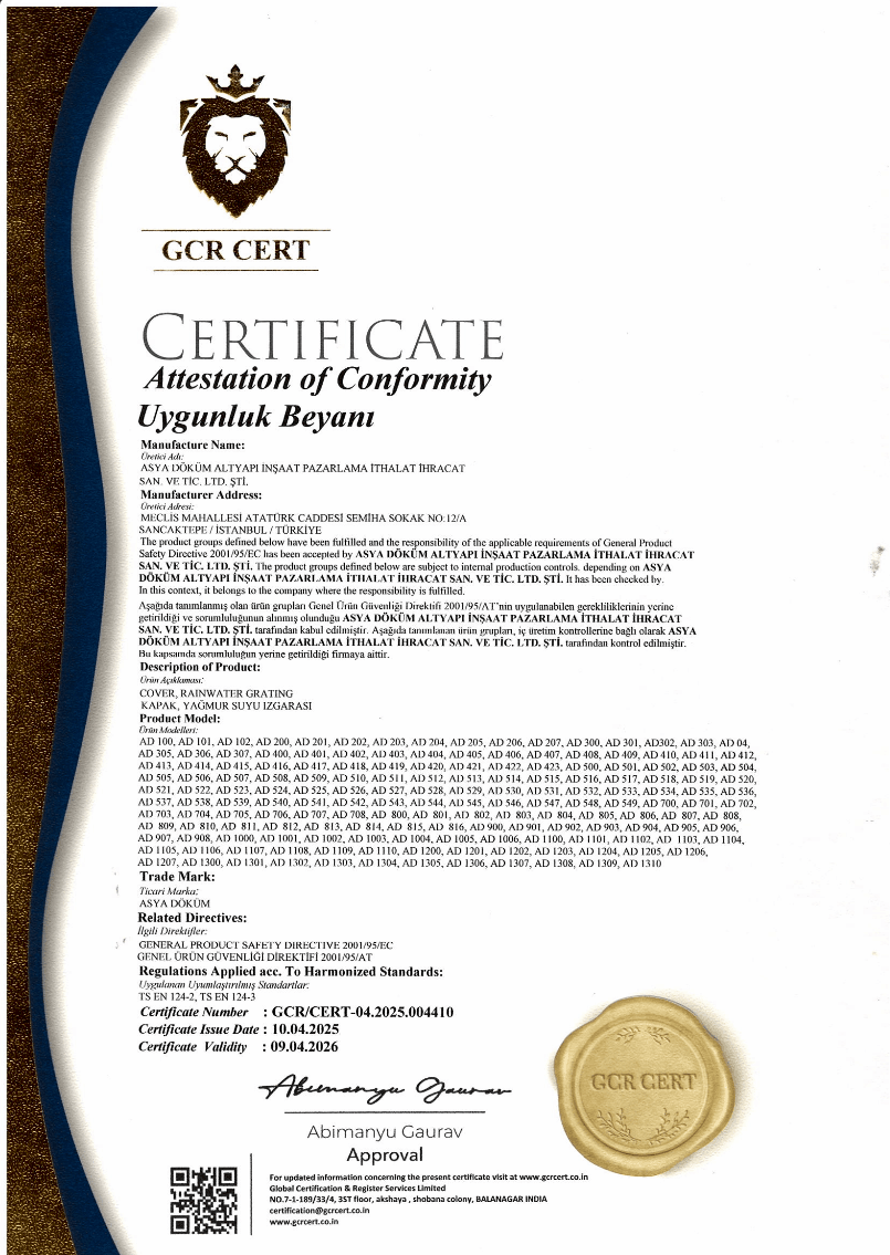 CE 1 KAPAK YAĞMUR IZGARASI